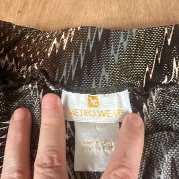 Metro Wear Fall Chevron Maxi Skirt Brown Black L Long Boho Earth Tone - Picture 4 of 5